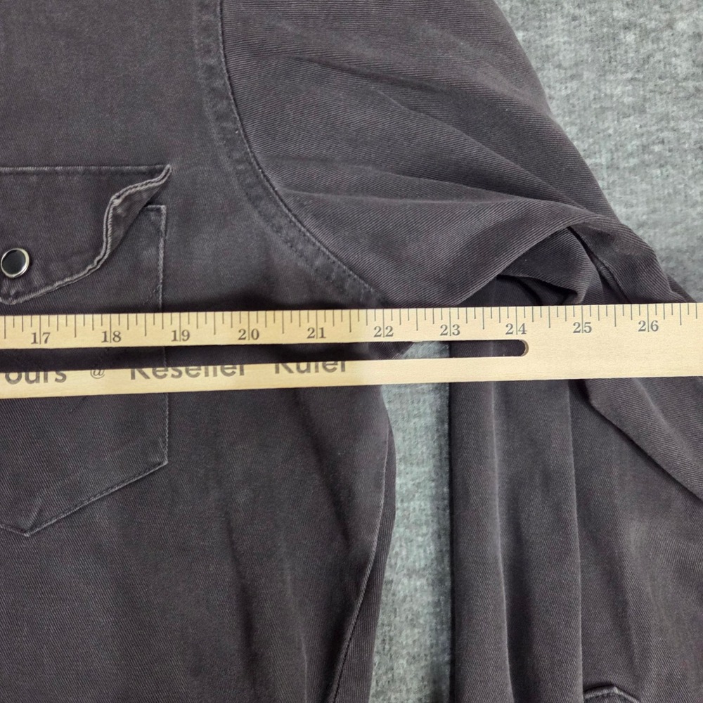 VTG Wrangler Shirt Men X Long Tails Western Snap Long Sleeve Brown Regular Fit - Picture 6 of 10